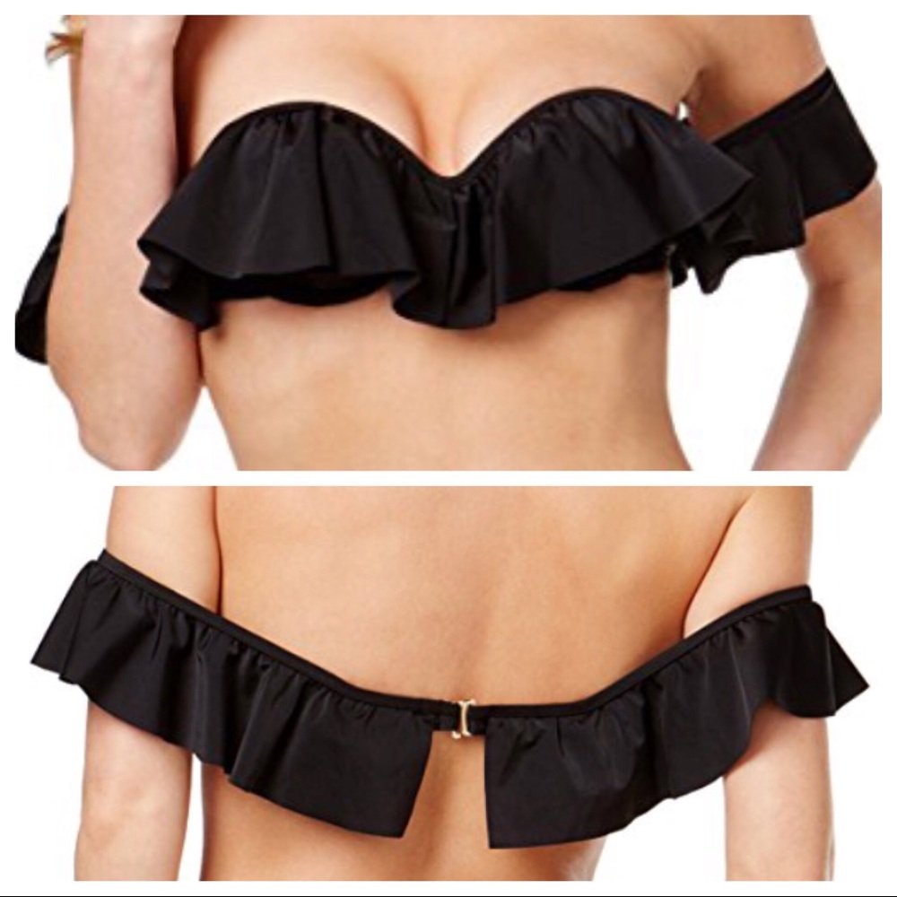 NWT Raisins Black flounce bikini top.